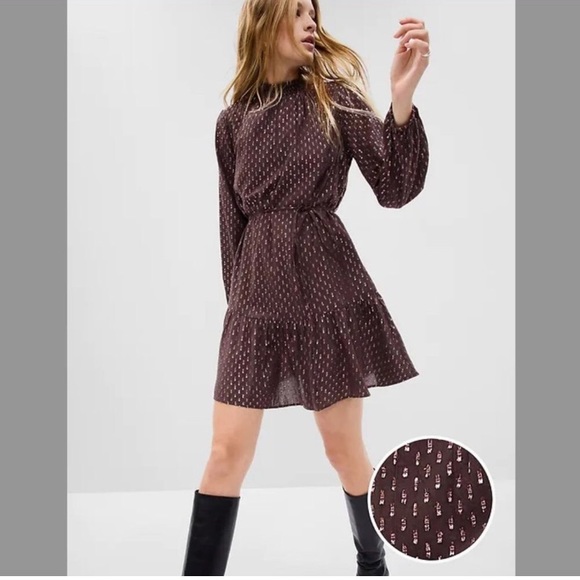 NWT Gap Mockneck Metallic Mini Dress - Picture 4 of 7